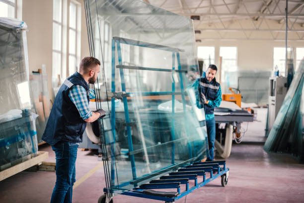 Workers packaging glass